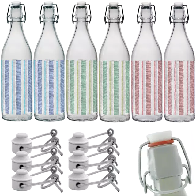 Bottiglie Grandi Vetro Puntini Colorate con Tappo Ermetico Acqua Vino Olio Succo