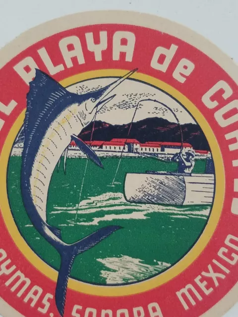 VTG Hotel Playa de Cortes Guaymas Sonora Mexico Fisherman Marlin Luggage Label VTG Hotel Playa de Cortes Guaymas Sonora Mexico Fisherman Marlin Luggage Label