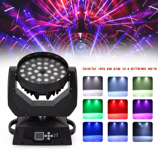 36 x 10W RGBW (4in1) LED Zoom Moving Head 360W Wash Stage Light DMX 15CH 2