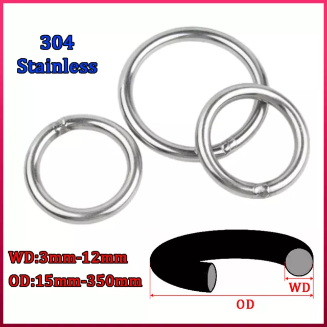 Stainless O Ring Heavy Duty Solid Metal Round Ring 3mm 4mm 5mm 6mm 8mm 10mm 12mm