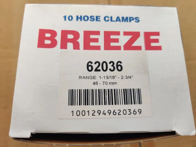 Breeze 62036 Stainless Steel Hose Clamp Worm-Drive SAE # 36 (1-13/16" to 2-3/4")