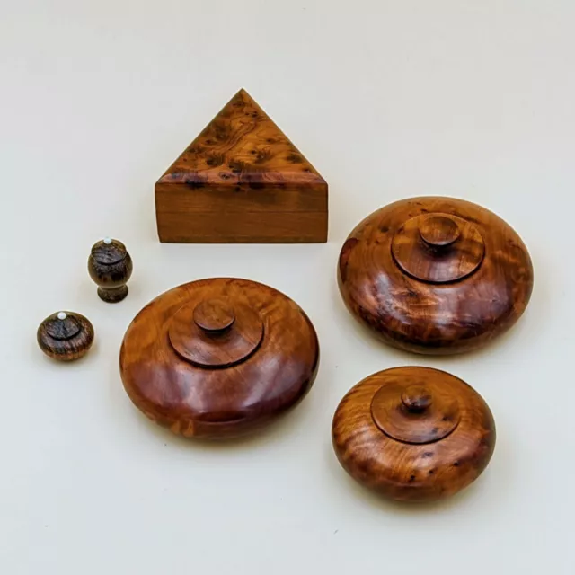 Lot de 4 boîtes à bijoux  en bois de thuya du Maroc