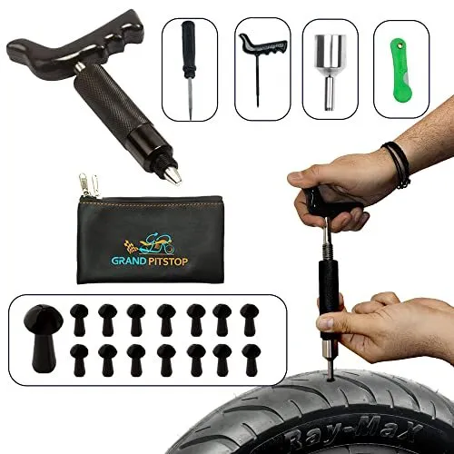 GRAND PITSTOP 20 Pcs Tubeless Tire Puncture Repair Kit with Mushroom Plug for Ty