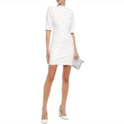 Alice + Olivia Inka White Sequin Mock Neck Mini Dress - Size 4