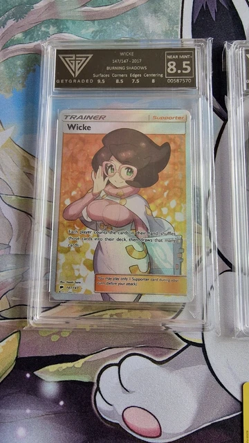 Pokemon Wicke Burning Shadows 147/147 Full Art Holo GetGraded 8.5 NEAR MINT