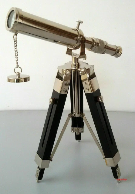 Telescopio náutico de 9 pulgadas Spyglass Antique Table Top Brass Telescope...