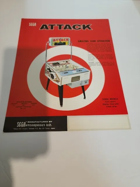 Flyer  SEGA,ATTACK 1973  Arcade Video Game advertisement original see pic