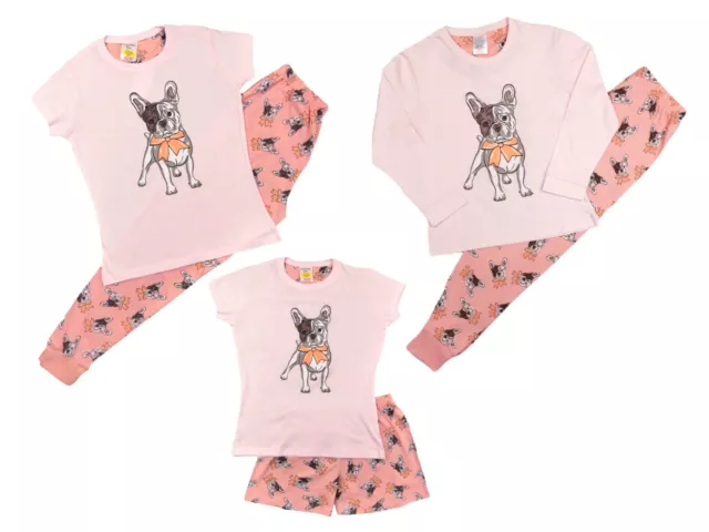 GIRLS PYJAMAS CUTE French Bulldog Loungewear Style 5 6 Years up to