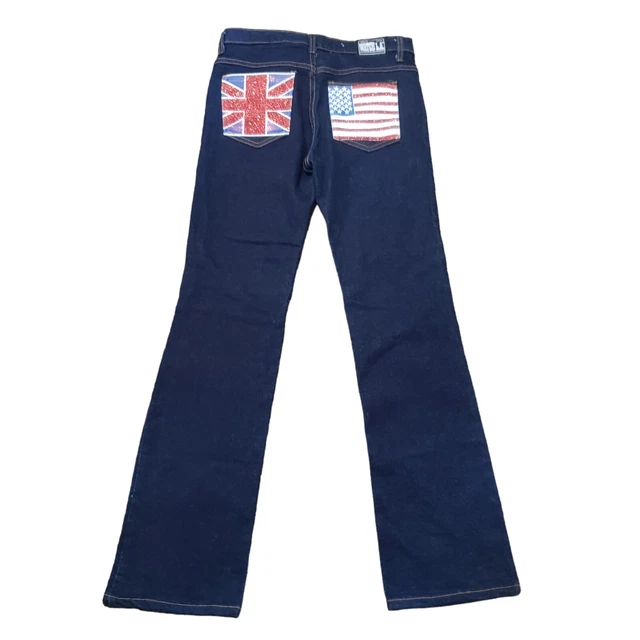 Vtg 90s Watch LA Jeans Womens Size 11 - 12 United States Flag British Pocket