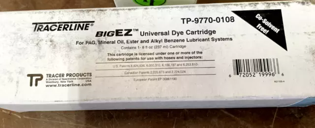 New Tracerline 8oz A/C Dye Cartridge ZGG728087 TP-9770-0108 TP97700108