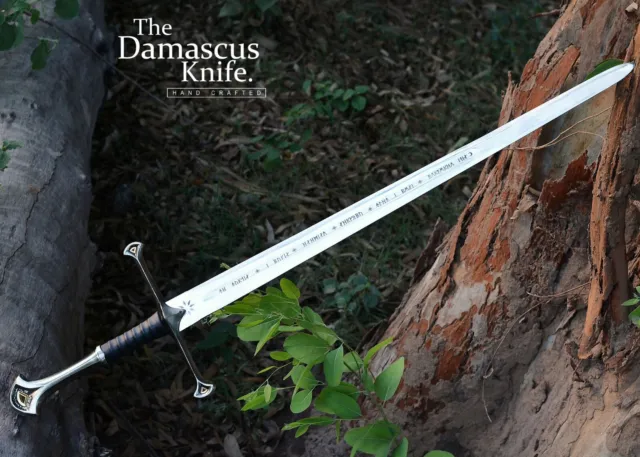 Handmade Steel Anduril Narsil Replica Sword From LOTR With Scabbard-Gift For Him 3