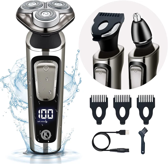 Afeitadoras eléctricas para hombre, Qhecomce recargables húmedas y secas inalámbricas para hombre eléctricas