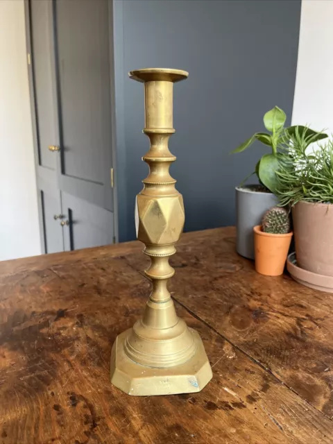 Brass Candle Stick  Vintage Antique 27cm Tall Victorian - Diamond Princess