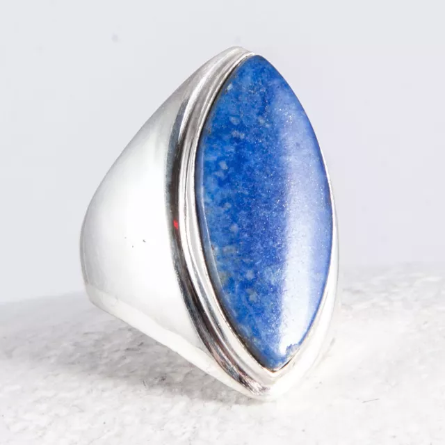 Silberring, Ring, 925 Sterlingsilber, Lapislazuli, groß, massiv, Marquise, Gr 62