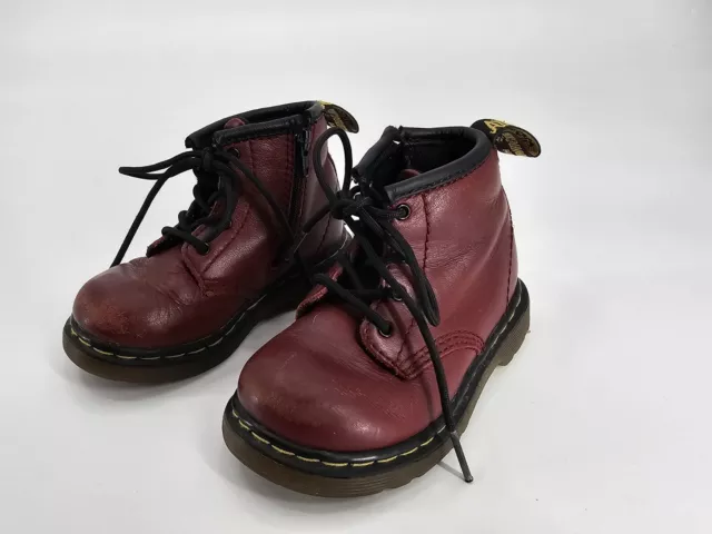 Dr Martens Brooklee B Unisex Street Style Baby Toddler Boots Sz 6 Burgundy