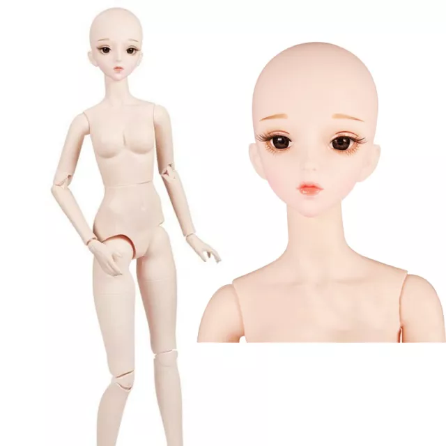 62cm BJD Doll 1/3 Ball Jointed Doll Female Nude Naked Body With Eyes Face Makeup