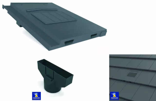 Grey Marley Modern -  Mini Stonewold Roof Tile Vent & Pipe Adaptor