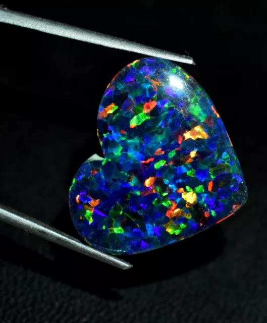 Natural Black Opal Heart Shape Cabochon Doublet Gemstone 18.50 Ct Loose Gemstone 2