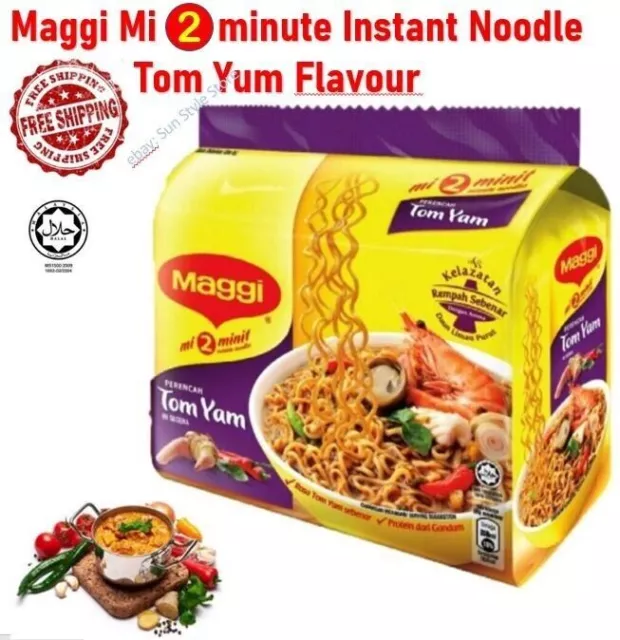 MAGGI Tom Yam 2-Minutes Instant Noodles Delicious 1 Pack x 5 pcs FREE SHIPPING