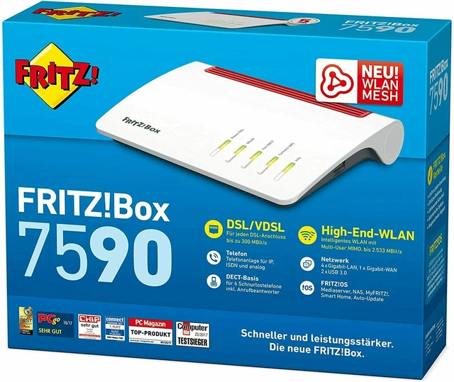 Modem AVM Fritz Box 7590 PER TUTTI I GESTORI ADSL FIBRA VDSL2 VDSL ROUTER WI-FI