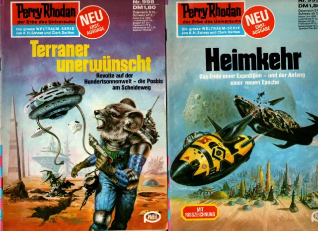 2 Perry Rhodan Hefte 1. Auflage - 998 + 999   *1980