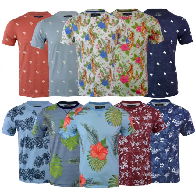 Mens Tokyo Laundry Hawaiian Floral T- Shirt Short Sleeve Casual Summer S-XXL