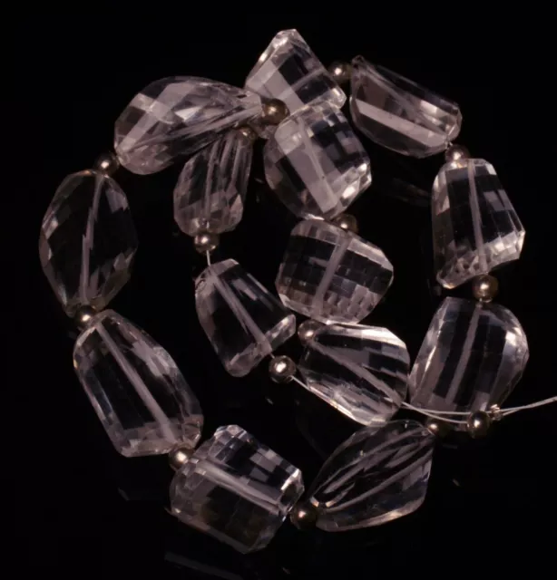 Natural Gem Rock Crystal Quartz 14 to 21 mm Size Faceted Nugget Beads 12" Strand