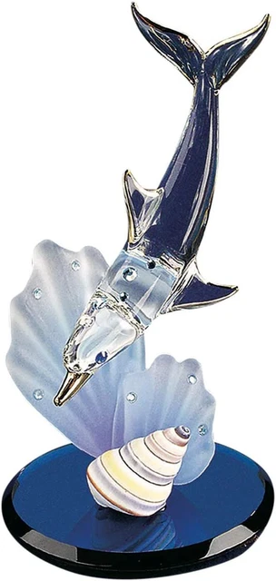 Glass Baron Dolphin with Blue Coral Figurine