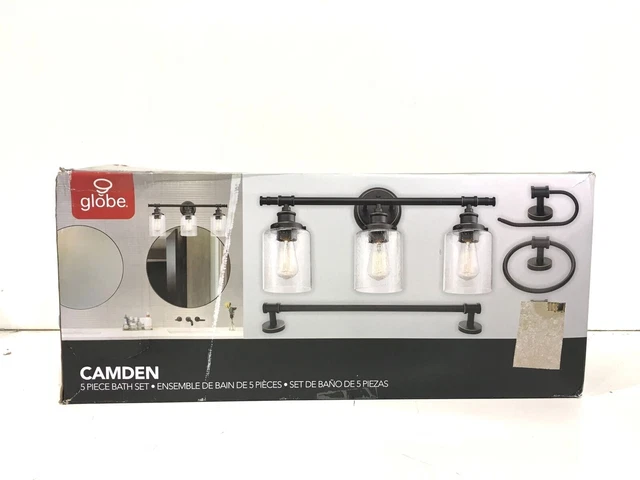 Globe Electric Camden 5-Piece All-In-One Bronze Bathroom Vanity Light Set