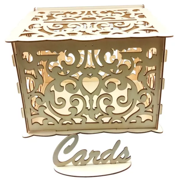 Caja de tarjetas de regalo de madera de color natural caja de tarjetas de boda cumpleaños