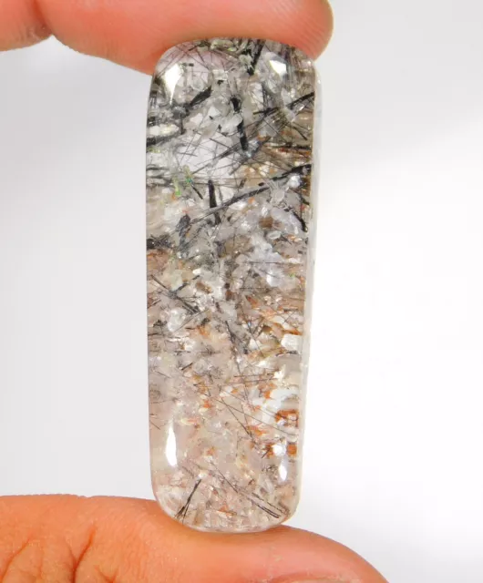 48 CT 100% Naturel Rutile Lodolite Jardin Quartz Cabochon Desseré Gemme CL246