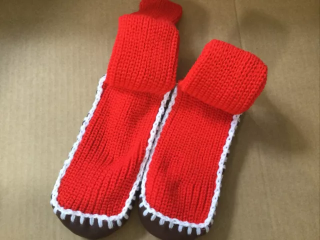 Pantofole vintage per bambini rosse e marroni - taglia 7,5