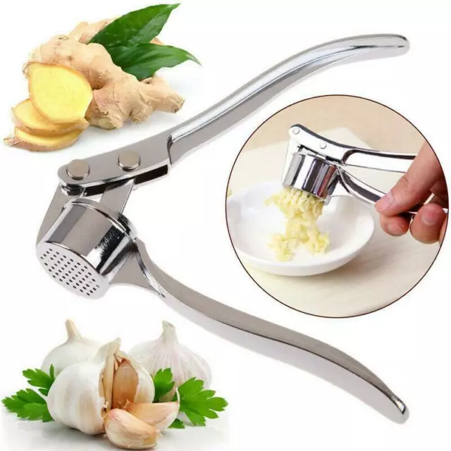 Stainless Steel Garlic Press Crusher Squeezer Masher Home Kitchen Mincer Tool Uk