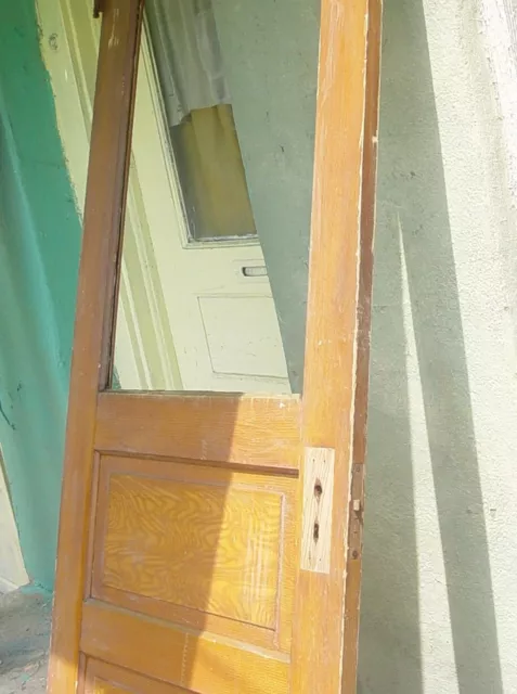 Schoolroom Type Door 2 Pane & Window  No Glass 30 x 80"  Brown Salvage