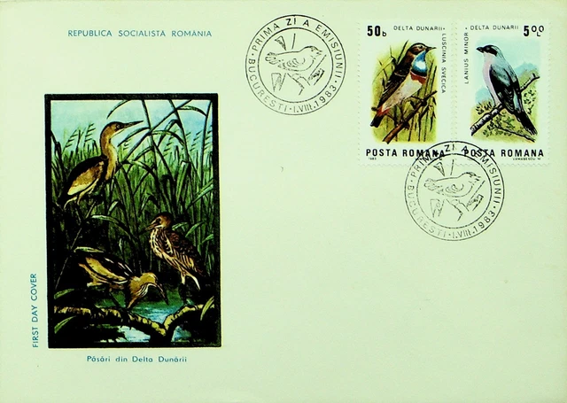 ROMANIA 1983 BIRDS ILLUSTRATED BUCURESTI CANCELED FDC W/ 2v