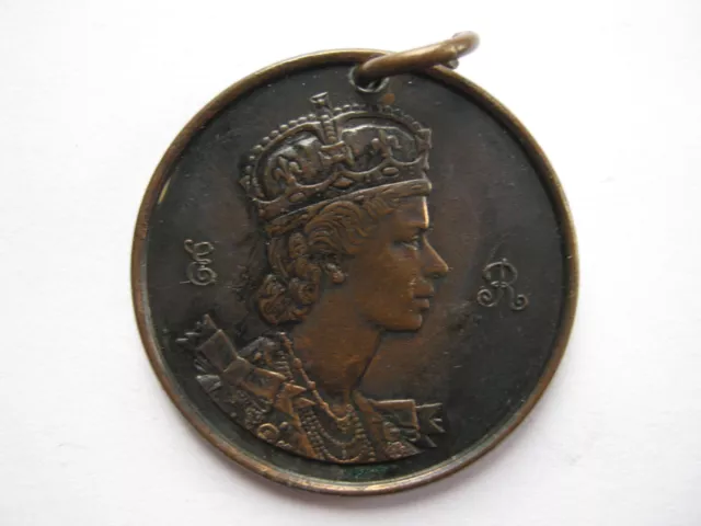 1953 Queen Elizabeth II Coronation medal darkened brass 35mm