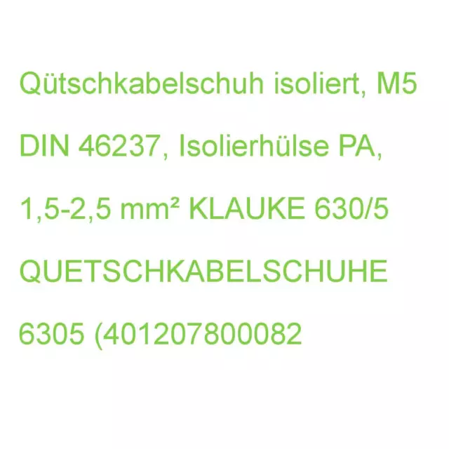 Quetschkabelschuh isoliert, M5 DIN 46237, Isolierhülse PA, 1,5-2,5 mm² KLAUKE 63