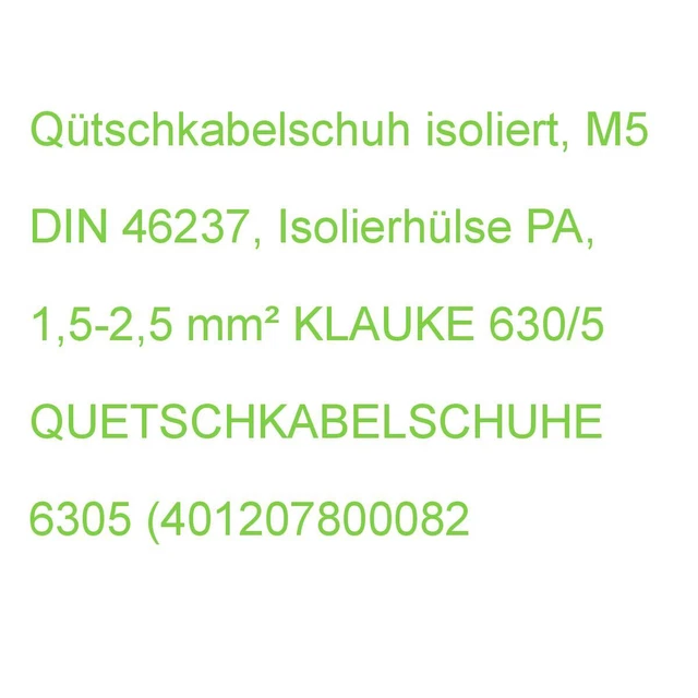 Quetschkabelschuh isoliert, M5 DIN 46237, Isolierhülse PA, 1,5-2,5 mm² KLAUKE 63