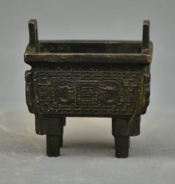 2.0" Old Chinese bronze dynasty Incense Burner Censer Ding furnace statue