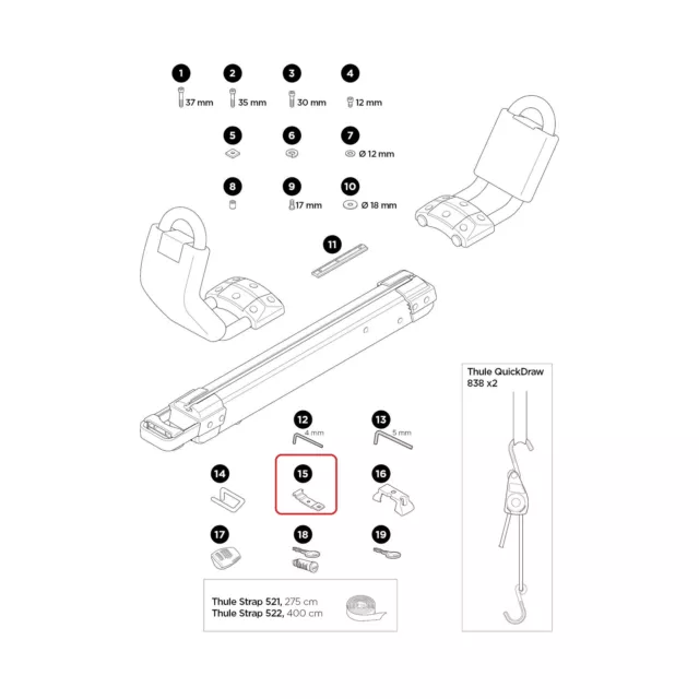 Thule staffa vite a T 898 per Hullavator Pro 52644