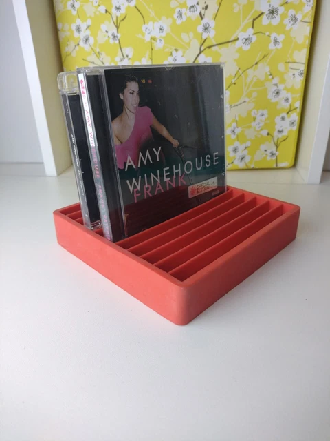 Vintage Ikea Fragg CD Halter Gestell Schreibtisch Organizer rot Gummi Richard Clack Retro