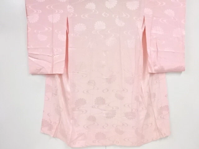 40306# Japanese Kimono / Antique Hitoe Juban / Woven Stream With Kiku