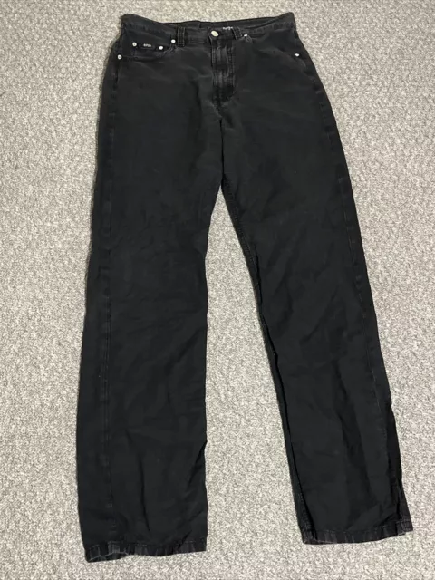 Hugo Boss Alabama Chinos Mens 32W 34L Black Linen Cotton Trousers Straight Fit