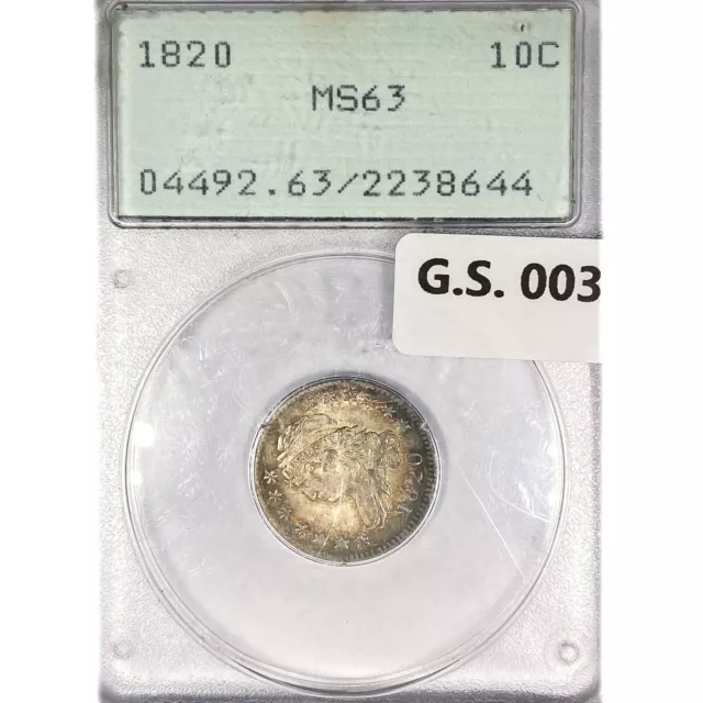 1820 STATESOFAMERICA Capped Bust Dime Coin PCGS MS63