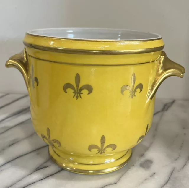 LIMOGES FRANCE HAND-PAINTED CERAMIC CACHE POT Vintage