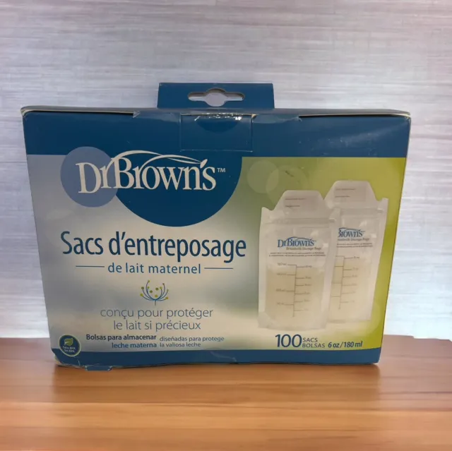 Dr. Brown's Breastmilk Storage Bags 100 6oz Bags New