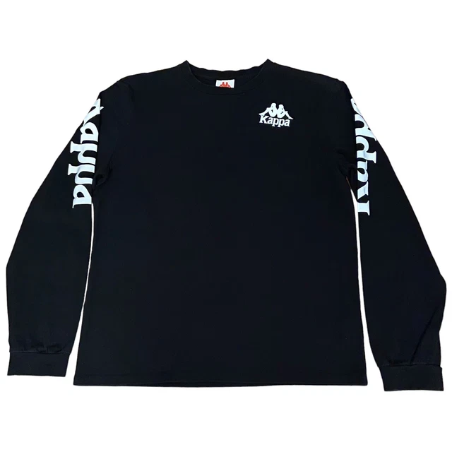 Kappa Streetwear Black T-Shirt Sweatshirt Logo Long Sleeve 100% Cotton Size XL