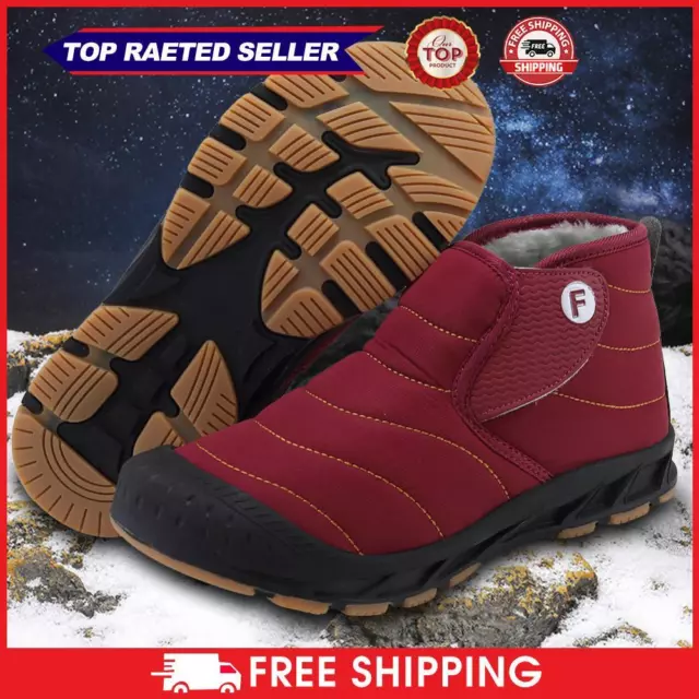 WOMEN MEN SNOW Boots Water Resistant Winter Shoes Ankle Booties (Red 45 ...
