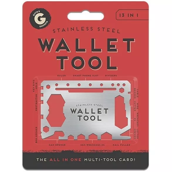 Wallet Tool Metal Card Multi Purpose Gadget Novelty Stocking Filler Dad Man Boy