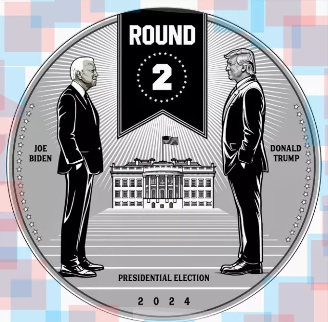 1 oz Silver  TRUMP V BIDEN ROUND 2 Proof Like Round Limited Edition